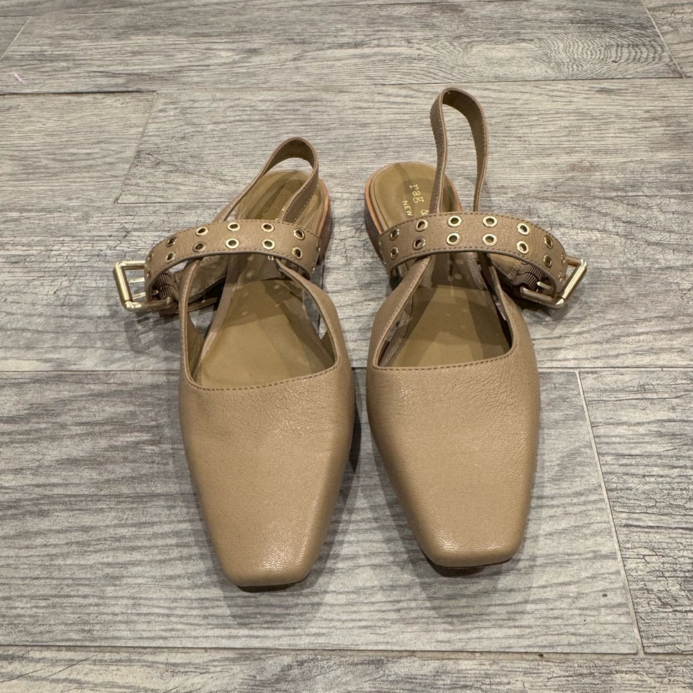 Rag and Bone Astra slingback flats in warm taupe - Picture 2 of 7